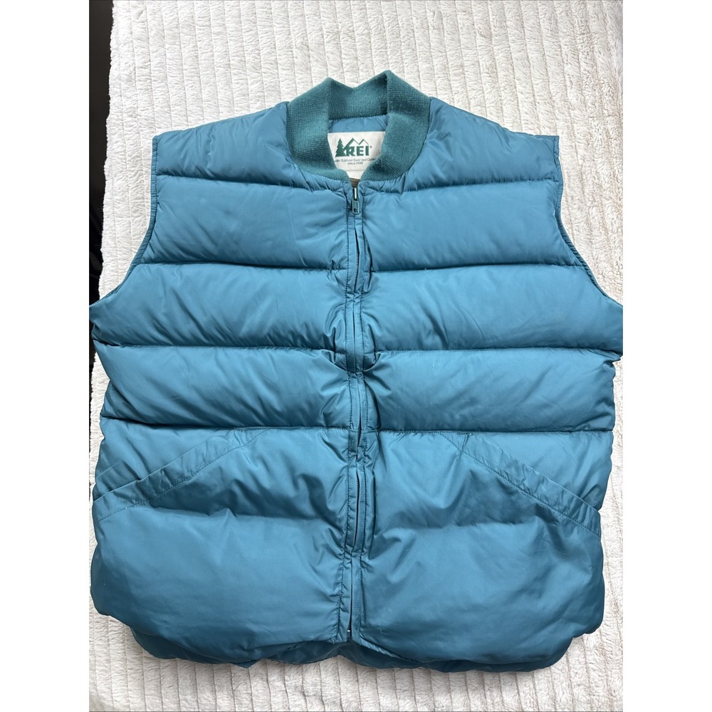REI Women Vintage Fall 1989 L Green Nylon Goose Down Puffer Vest Utility HD Warm